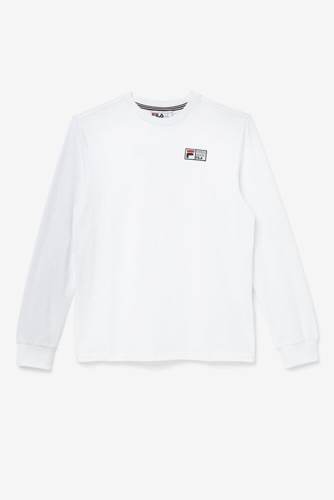 Fila Vesuvius Long Sleeve White T-Shirt Mens - NZ 49820-QYGT